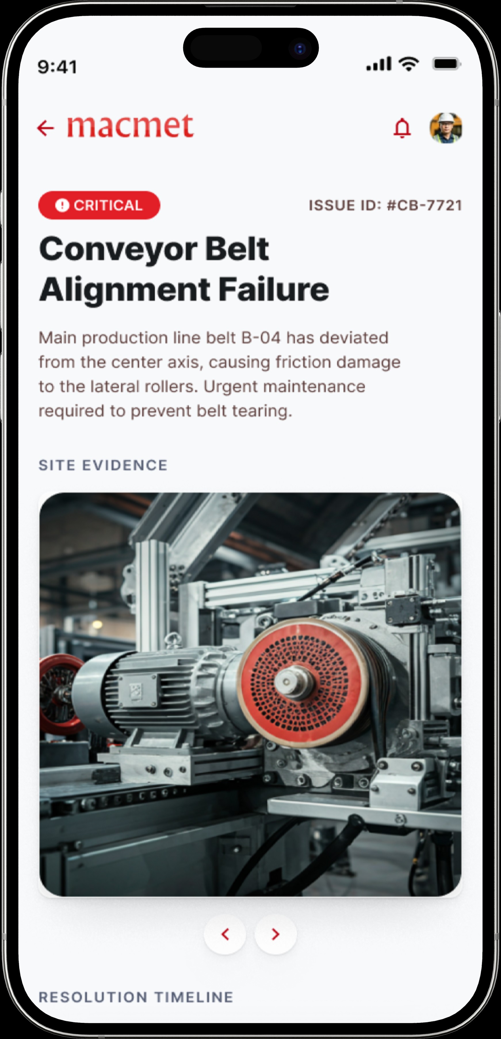 Macmet issue reporting mobile screen