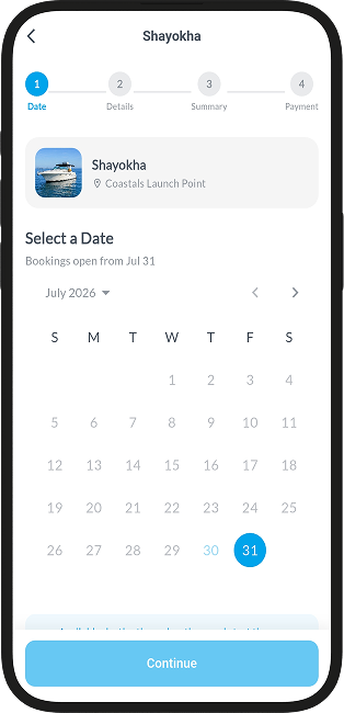 Coastals booking calendar iteration