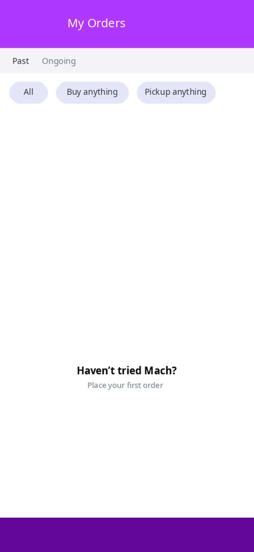 MACH orders screen