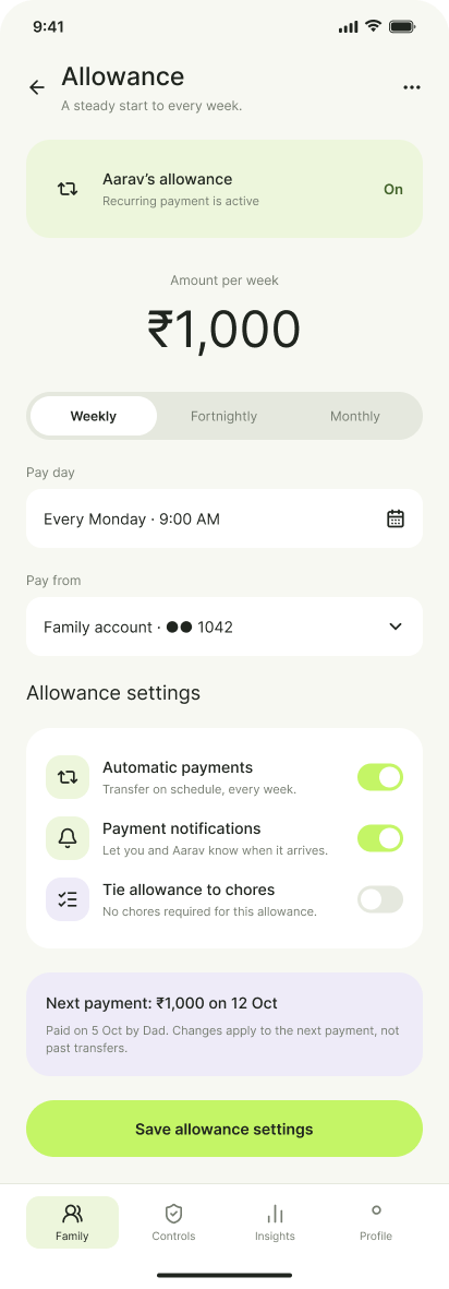 Parent allowance