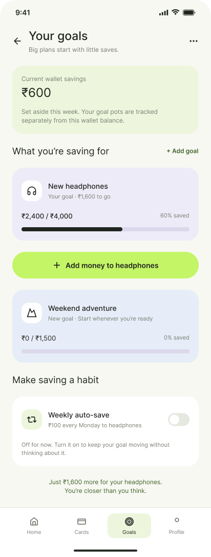 Teen savings goals
