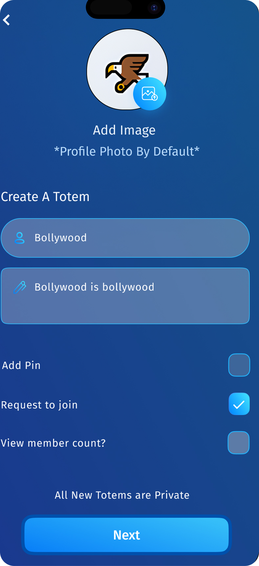 ShellTerra create-a-totem setup screen with access options